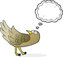 freehand drawn thought bubble cartoon bird vector