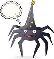 freehand drawn thought bubble cartoon halloween spider in witch hat vector