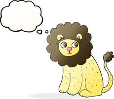 freehand drawn thought bubble cartoon cute lion vector