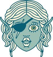 Retro Tattoo Style elf rogue character face vector