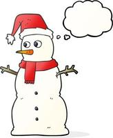 freehand drawn thought bubble cartoon snowman vector