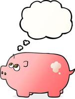 freehand drawn thought bubble cartoon piggy bank vector