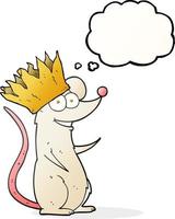 freehand drawn thought bubble cartoon mouse wearing crown vector