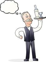 freehand drawn thought bubble cartoon waiter vector