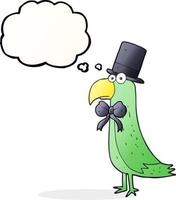 freehand drawn thought bubble cartoon posh parrot vector