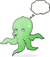 freehand drawn thought bubble cartoon octopus vector