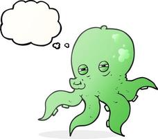 freehand drawn thought bubble cartoon octopus vector