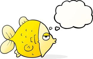 freehand drawn thought bubble cartoon funny fish vector