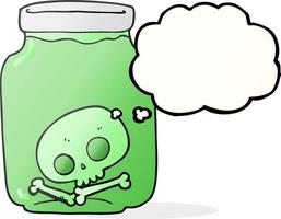 freehand drawn thought bubble cartoon jar with skull vector