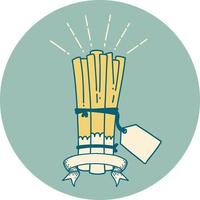 icon of a tattoo style bunch of leeks vector