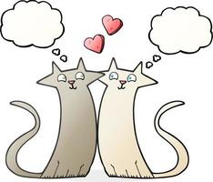 freehand drawn thought bubble cartoon cats in love vector