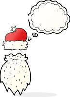 freehand drawn thought bubble cartoon santa hat and beard vector