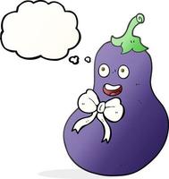 freehand drawn thought bubble cartoon eggplant vector