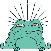 illustration of a traditional tattoo style toad character vector
