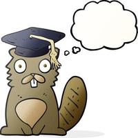 freehand drawn thought bubble cartoon beaver graduate vector