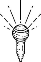 illustration of a traditional black line work tattoo style microphone vector