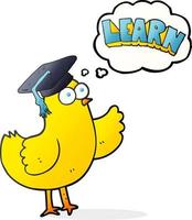 freehand drawn thought bubble cartoon bird with learn text vector