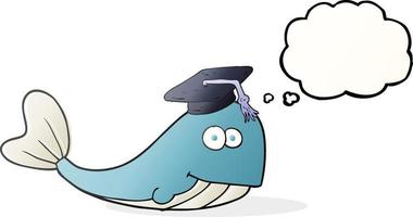 freehand drawn thought bubble cartoon whale graduate vector