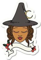 sticker of a human witch character face vector