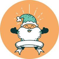 icono de un estilo de tatuaje feliz personaje de navidad de santa claus vector