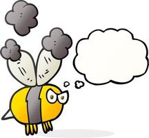 freehand drawn thought bubble cartoon angry bee vector