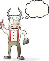 freehand drawn thought bubble cartoon bull man vector