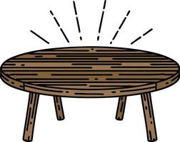 ilustración de una mesa de madera estilo tatuaje tradicional vector
