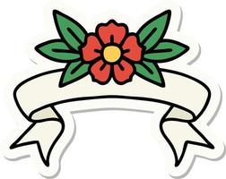 tattoo style sticker with banner of a flower vector