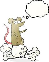 freehand drawn thought bubble cartoon rat on bones vector