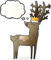 freehand drawn thought bubble cartoon stag king vector