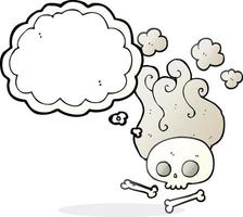 freehand drawn thought bubble cartoon skull and bones vector