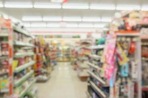convenience store shelves blur for background photo