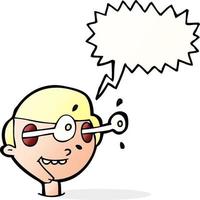 cartoon excited boy s face with speech bubble vector