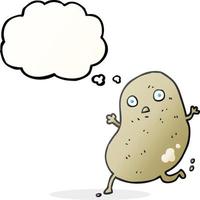 freehand drawn thought bubble cartoon potato running vector