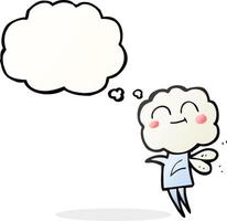 freehand drawn thought bubble cartoon cute cloud head imp vector