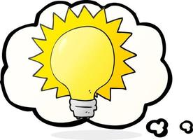 freehand drawn thought bubble cartoon light bulb vector
