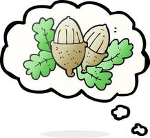 freehand drawn thought bubble cartoon acorns vector