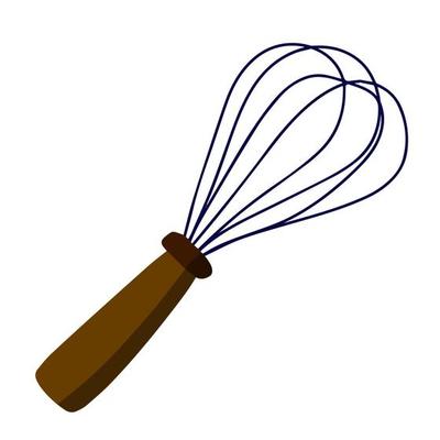 Whisk for cooking. Whipping up food. Kitchen utensils. Tool for blend ingredient. Flat cartoon