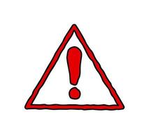 Red Danger sign. Exclamation mark in a triangle. Attention and caution. Brush stroke style vector