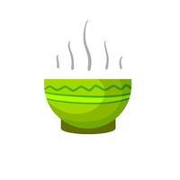 Green tea Cup. Earthenware. Piala bowl. National ethnic Oriental drink. vector