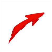 Red arrow with ragged edges. Direction indicator in grunge style. vector