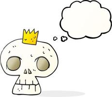 freehand drawn thought bubble cartoon skull with crown vector