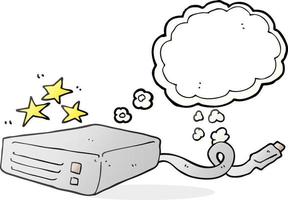 freehand drawn thought bubble cartoon computer hard drive vector