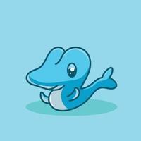 Cute Dolphin Character Cartoon Mascot Flat Design vector