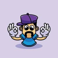 Funny Mustache Man Character Cartoon Mascot Flat Design vector
