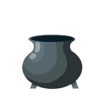 Empty Boiler. Big black pot for cooking. cauldron witches. Halloween element. Cartoon flat illustration vector