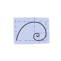 proporción áurea espiral de fibonacci. icono del concepto de arte y ciencia en estilo de fideos vector