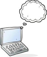 freehand drawn thought bubble cartoon laptop computer vector