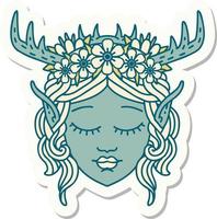 sticker of a elf druid character face vector