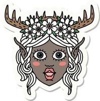 sticker of a elf druid character face vector